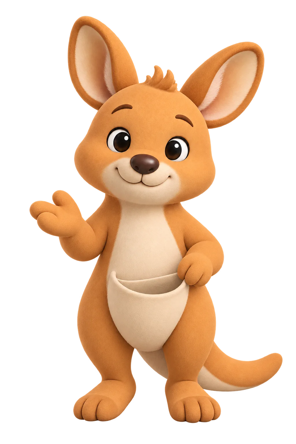 Beck, the reflo kangaroo, with an empty pouch