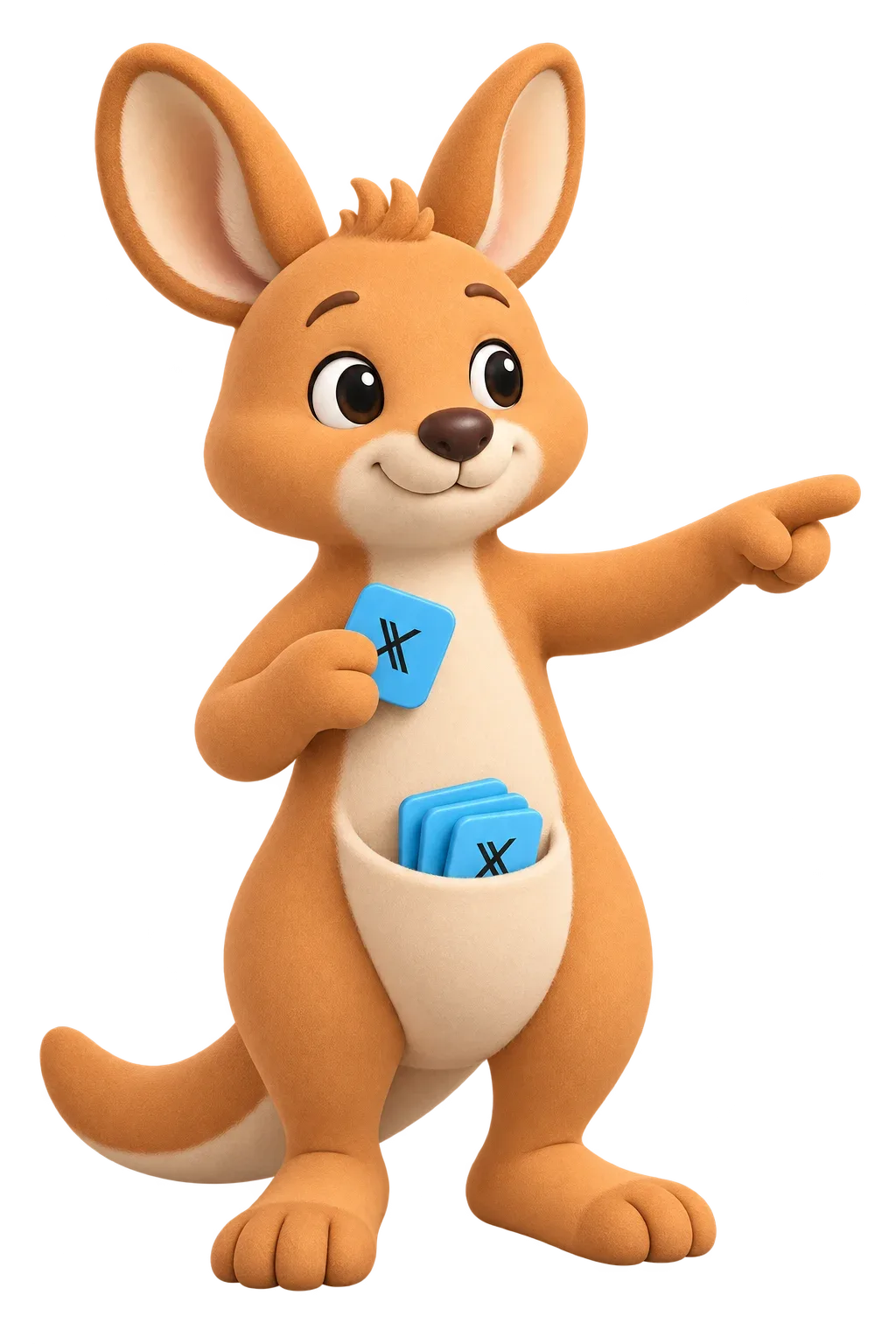 Beck, the reflo mascot, pointing at the plan